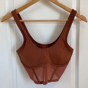 Alo Airbrush Mesh Corset Cropped Tank